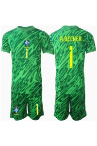 Fotbalové Dres Brazílie Alisson Becker #1 Brankářské Dětské Domácí Oblečení Copa America 2024 Krátký Rukáv (+ trenýrky)